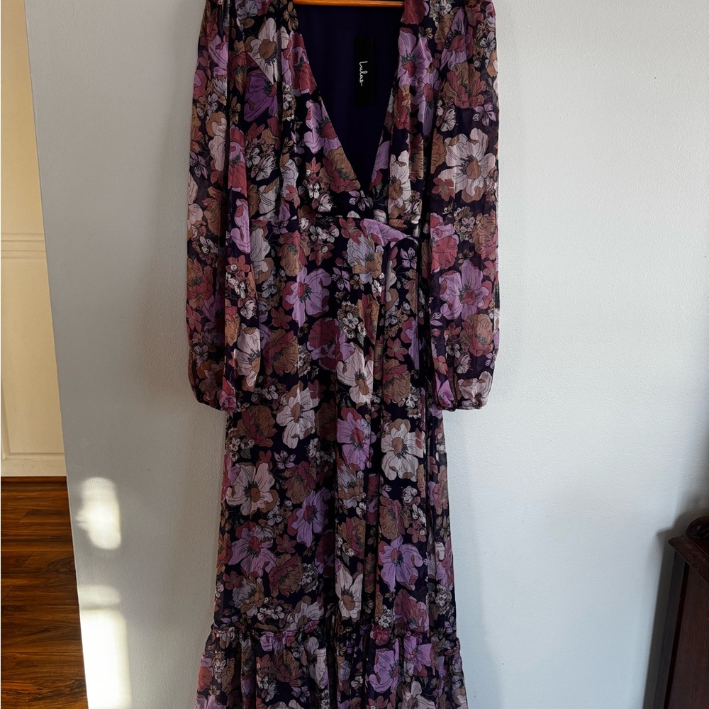Lulu's Purple and Pink Floral Long Sleeve Dress